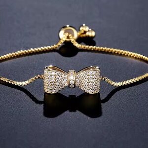 Gold Bow Crystal Adjustable Bracelet